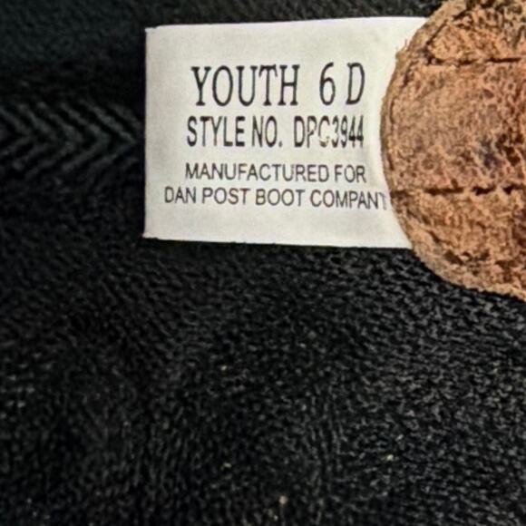 Dan Post Boots Boys 6 D Little River Cowboy Black Tan Leather Square Toe Youth - Picture 7 of 10